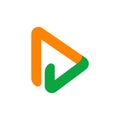 Triangle play media logo. Abstract media icon. Stock illustration. Royalty Free Stock Photo