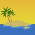 Tree palm vector sunrise , vector illustration island emblem isolated , summer beach object sea vocation background