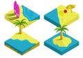 3D vector isometric illustration , summer beach island tropic travel and holiday , concept infographic collection Royalty Free Stock Photo