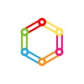 Hexagon logo. Technology logo. Work logo. Abstract colorful hexa tech icon. Stock illustration