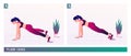 Plank jacks exercise, Women workout fitness, aerobic and exercises. Vector Illustration.