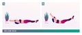 Hollow hold exercise, Woman workout fitness, aerobic and exercises. Vector Illustration. Royalty Free Stock Photo