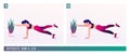 Opposite arm leg exercise, Woman workout fitness, aerobic and exercises. Vector Illustration. Royalty Free Stock Photo