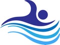Swimming logo design on white Royalty Free Stock Photo