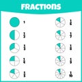 Fractions. Fraction mathematics. Circle segments set. Royalty Free Stock Photo