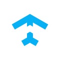 Flying airplane icon vector illustration. Abstract arrow sign, icon. Royalty Free Stock Photo