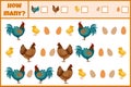 Educational mathematical game. Count the number of birds. Royalty Free Stock Photo