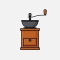 Coffee grinder Illustration on a white background. filled flat sign for mobile concept and web design. Coffee mill solid icon. Sym
