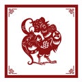 The Classic Chinese Papercutting Style Illustration, A Cartoon Rooster, The Chinese Zodiac