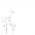 Flamingo bird one line drawing. Wild animal line