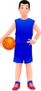 Cartoon boy playing basketball Royalty Free Stock Photo