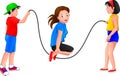 Childrens playing jump rope