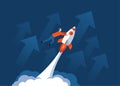 Success concept - man riding the space rocket Royalty Free Stock Photo