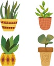 Set indoor plants in pots Royalty Free Stock Photo