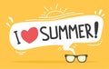 Summer love lettering with speech bubble banner background.