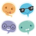 Cute emoji characters speech bubbles.
