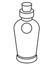 Bottle with cork - vector linear illustration for coloring. Vintage bottle - element for a coloring book. Outline. Closed vial.