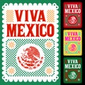 Viva Mexico Mexican holiday vector poster, street decoration illustration. Royalty Free Stock Photo