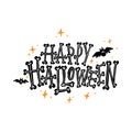 Text happy halloween for Halloween day poster advertising. Hand written lettering isolated on white background.Vector template for Royalty Free Stock Photo