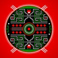 Mayan Aztec Style Emblem design, Maya iconography. Royalty Free Stock Photo