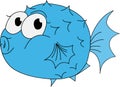 Cartoon fugu fish illustration on white