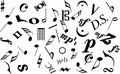 Music notes seamless pattern on white Royalty Free Stock Photo