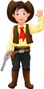 Cute boy wearing costume cowboy