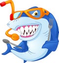 Cartoon shark holding cutlery