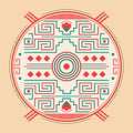 Mayan Aztec Style Emblem design, Maya iconography. Royalty Free Stock Photo