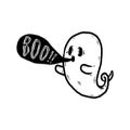 Handdraw Ghost Halloween and boo word vector spooky devil evil cartoon illustration doodle. Halloween celebration, Handdraw, black