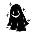 Ghost Halloween vector spooky devil evil cartoon illustration doodle. Halloween celebration, Handdraw, black and white. for poster