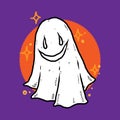 Ghost Halloween vector spooky devil evil cartoon illustration doodle. Halloween celebration, Handdraw, black and white. for poster