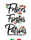 Felices Fiestas Patrias, Happy National Holidays spanish text, Mexican theme patriotic celebration. Royalty Free Stock Photo