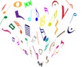 Music notes heart design on white Royalty Free Stock Photo