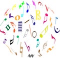 Music notes circle design on white Royalty Free Stock Photo