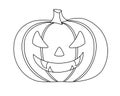 Halloween pumpkin with cut out face - vector linear illustration for coloring. Pumpkin Jack Lantern is an element for a coloring b