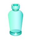 Glass jar. Transparent blue-green vintage vial. Opened empty vintage glass bottle - full color stock illustration. Royalty Free Stock Photo