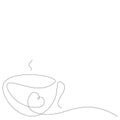 Card with cup coffee love heart line draw Royalty Free Stock Photo