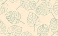 Seamless pattern with monstera leaves Pattern. Vector, Hand-drawn leaf silhouettes. outline illustration, Summer seamless pattern