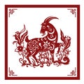 The Classic Chinese Papercutting Style Illustration, A Cartoon Goat, The Chinese Zodiac