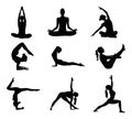 Fitness women yoga set for web design, posters and stickers