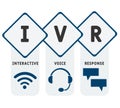 IVR - Interactive Voice Response, acronym business concept background. word lettering typography design illustration with line ico