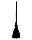 Broom - black vector silhouette for pictogram or logo. Witch`s broom - sign or icon. Garden or yard tool.