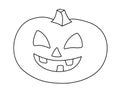 Pumpkin with cut out face - vector linear illustration for coloring. Jack`s Lantern is an element for a coloring book. Outline. Ha