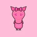 Cute Pink Hippopotamus Character Vector Design