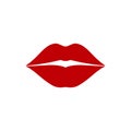 Red lips isolated on white, vector illustration Royalty Free Stock Photo