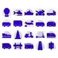 Icons set transportation full color smooth styles. Royalty Free Stock Photo