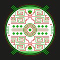 Mayan Aztec Style Emblem design, Maya iconography. Royalty Free Stock Photo