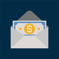 Envelope money - Flat color image.