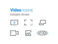 Set of Video Content Related Vector Line Icons. Premium quality graphic design. Editable Stroke